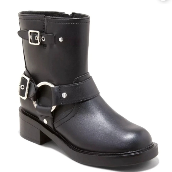 Universal Thread Shoes - Biker Harness Black Stylish leather ankle boots